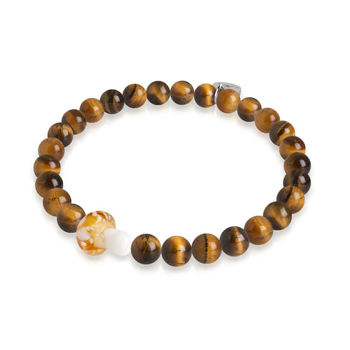 Tigerauge | 925er Sterlingsilber | Glühwürmchen-Glaspilz-Edelsteinarmband 