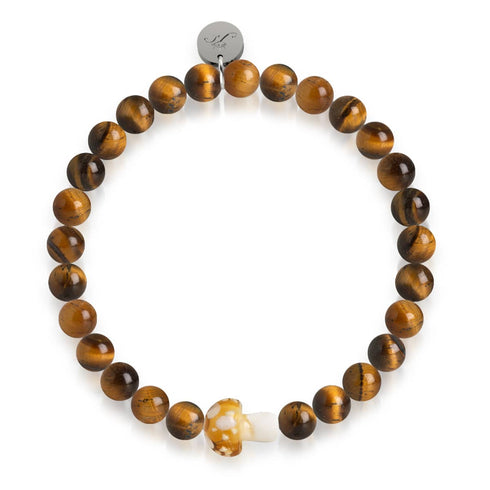 Tigerauge | 925er Sterlingsilber | Glühwürmchen-Glaspilz-Edelsteinarmband 