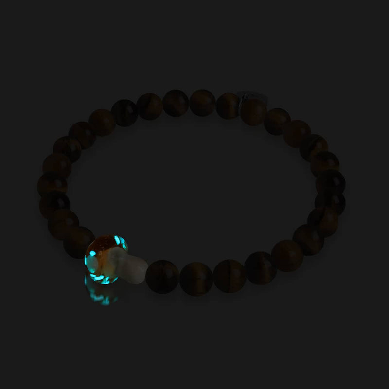 Tigerauge | 925er Sterlingsilber | Glühwürmchen-Glaspilz-Edelsteinarmband 