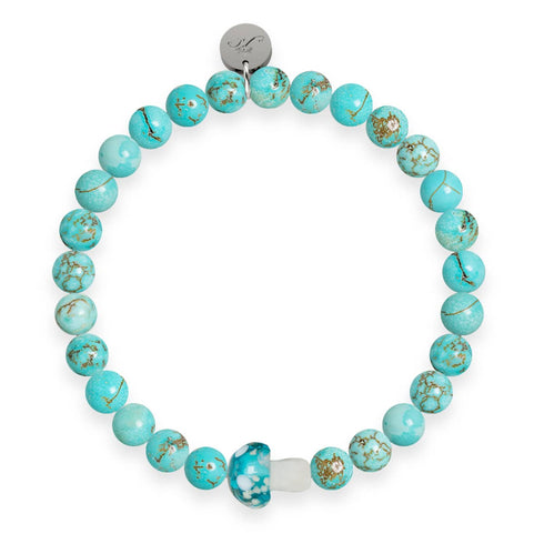 Türkis | 925er Sterlingsilber | Glühwürmchen-Glaspilz-Edelsteinarmband 