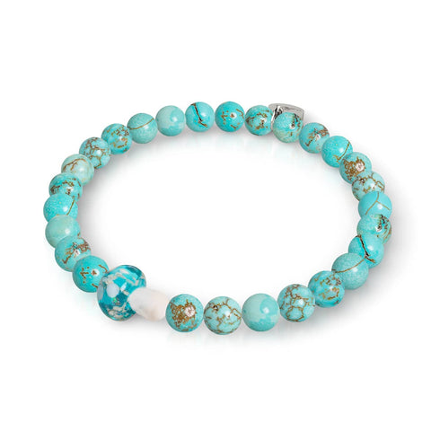 Türkis | 925er Sterlingsilber | Glühwürmchen-Glaspilz-Edelsteinarmband 