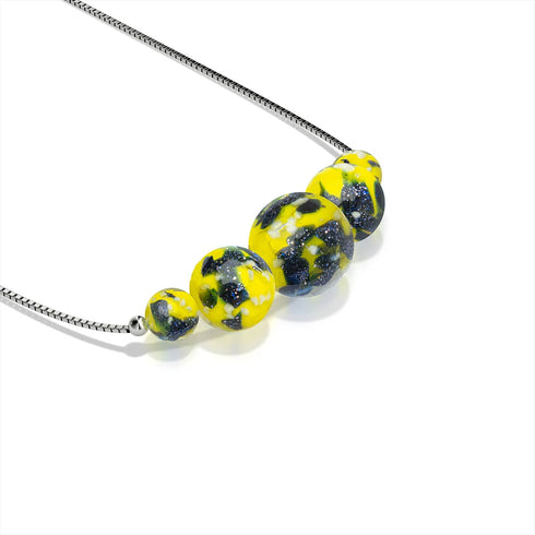 Blauer Limoncello | 925er Sterlingsilber | Glühwürmchen-Glas-Halskette mit Unendlichkeitsverschluss