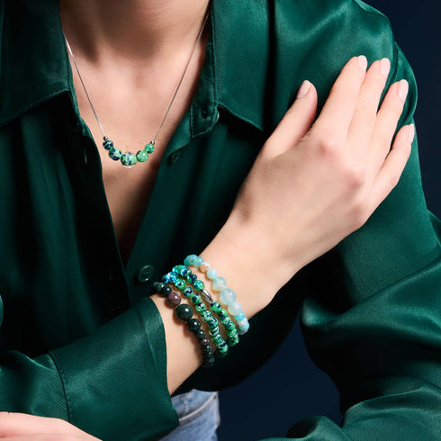 Blaue Minze | 925 Sterling Silber | Glühwürmchen-Glas-Halskette mit Unendlichkeitsverschluss 