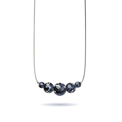 Pechschwarz | 925 Sterling Silber | Firefly Glas Unendlichkeitsverschluss Halskette 