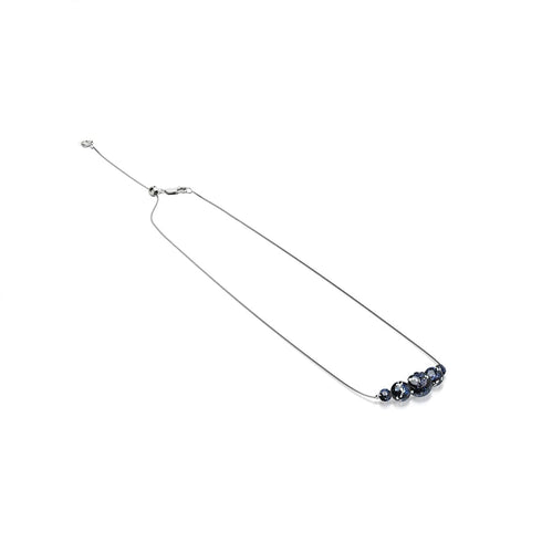 Pechschwarz | 925 Sterling Silber | Firefly Glas Unendlichkeitsverschluss Halskette 