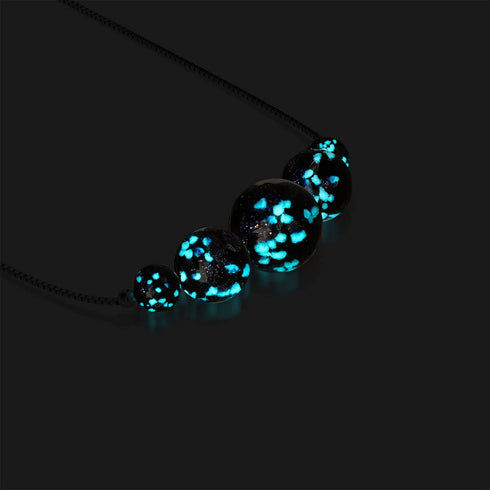 Pechschwarz | 925 Sterling Silber | Firefly Glas Unendlichkeitsverschluss Halskette 