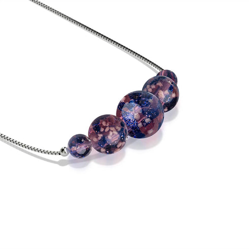 Lila Elixier | 925er Sterlingsilber | Glühwürmchen-Glas-Halskette mit Unendlichkeitsverschluss 