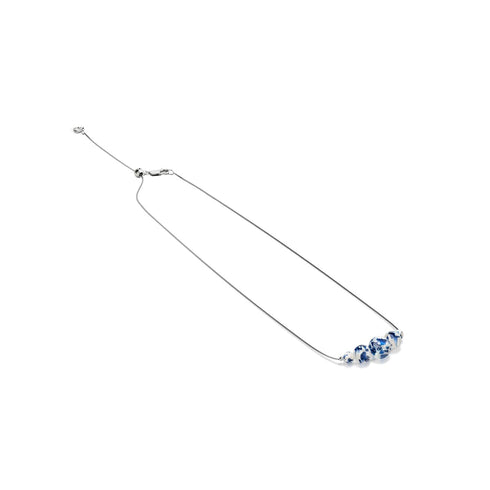 Sternenklare Wellen | 925er Sterlingsilber | Glühwürmchen-Glas-Halskette mit Unendlichkeitsverschluss 