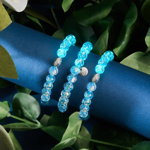 Azurblaues Flare | 925 Sterling Silber | Feuerwerk Glas Armband