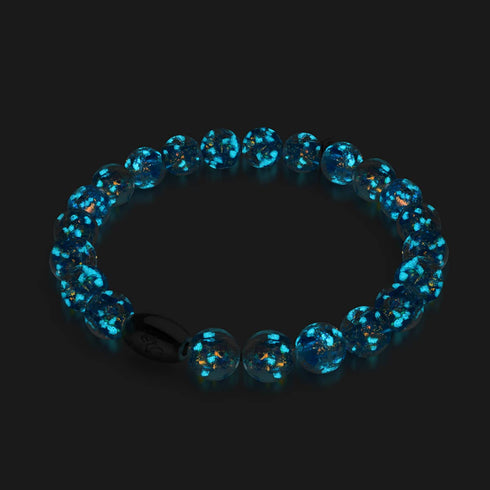 Azurblaues Flare | 925 Sterling Silber | Feuerwerk Glas Armband