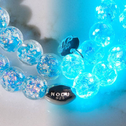 Azurblaues Flare | 925 Sterling Silber | Feuerwerk Glas Armband