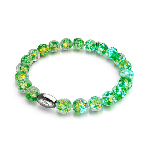 Grüner Ausbruch | 925 Sterling Silber | Feuerwerk Glasarmband