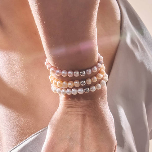 Champagner | 925er Sterlingsilber | Süßwasserperlenarmband