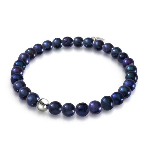 Mitternachtsblau | 925er Sterlingsilber | Süßwasserperlenarmband