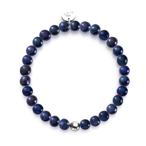 Mitternachtsblau | 925er Sterlingsilber | Süßwasserperlenarmband