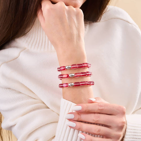 Blutmond | 925 Sterling Silber | Galaxie Glaskiesel Armband 