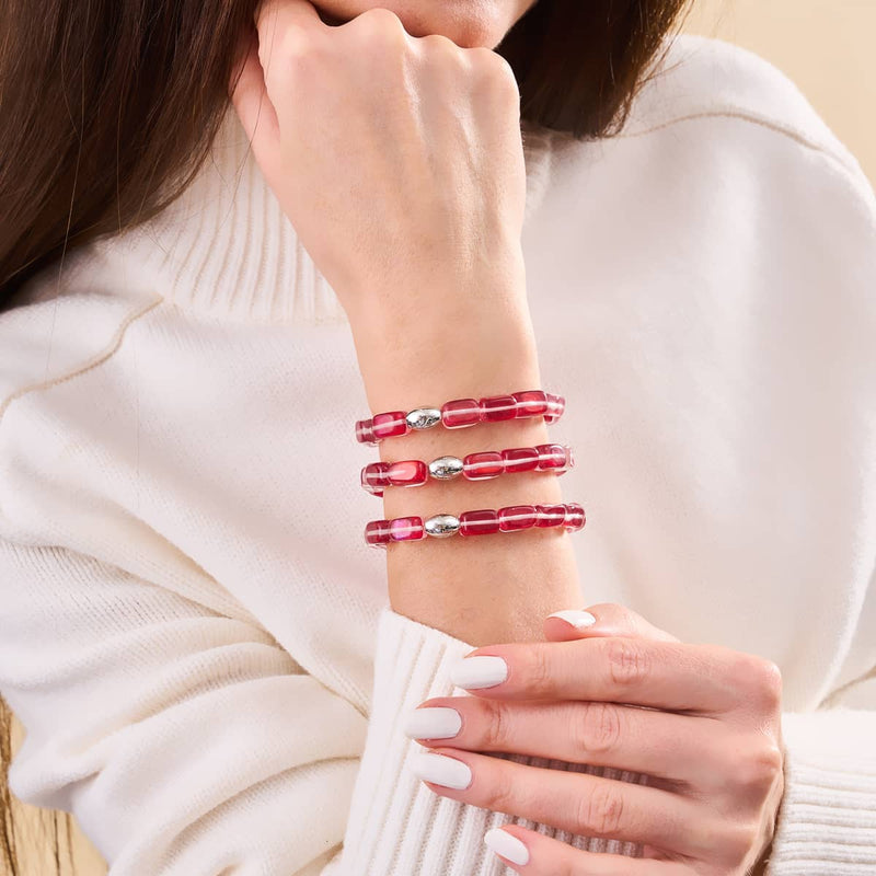 Blutmond | 925 Sterling Silber | Galaxie Glaskiesel Armband 