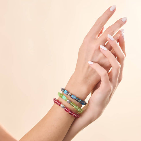 Blutmond | 925 Sterling Silber | Galaxie Glaskiesel Armband 