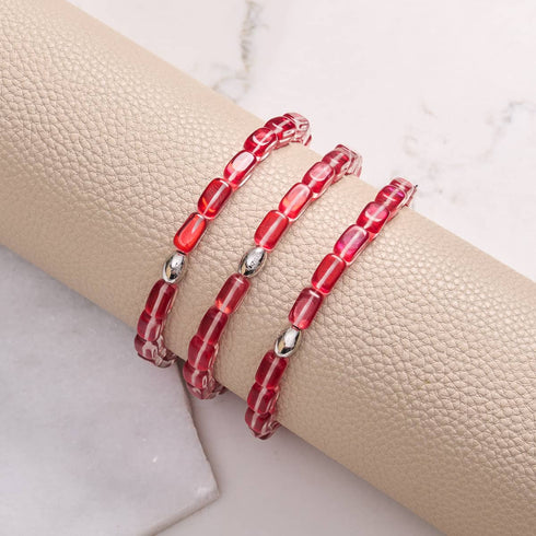 Blutmond | 925 Sterling Silber | Galaxie Glaskiesel Armband 
