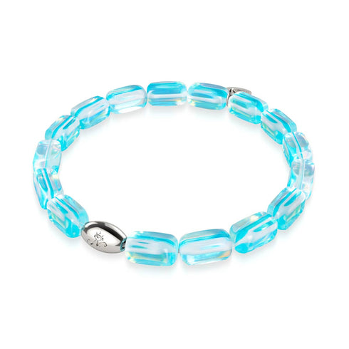 Blauer Nebel | 925 Sterling Silber | Galaxie Glaskiesel Armband 