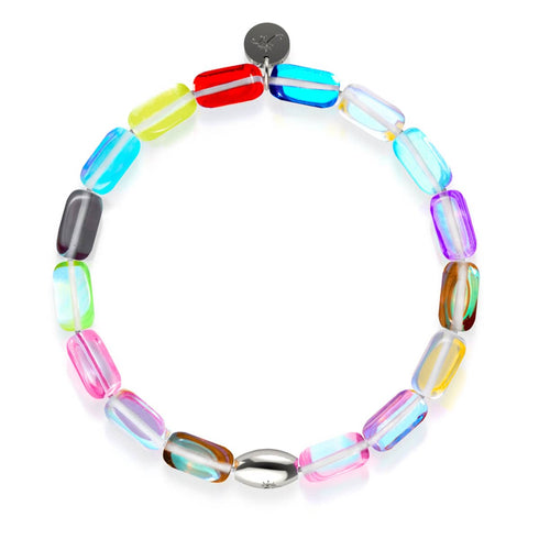 Kosmische Kaskade | 925 Sterling Silber | Galaxie Glaskiesel Armband
