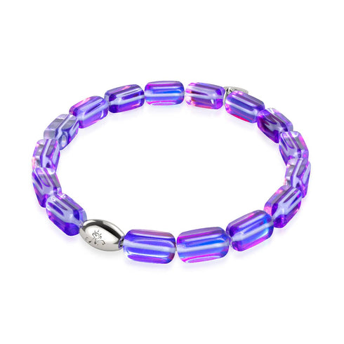 Kosmisches Lila | 925 Sterling Silber | Galaxie Glaskiesel Armband