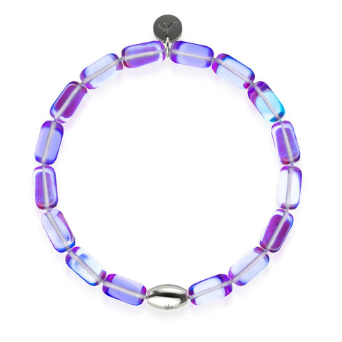 Kosmisches Lila | 925 Sterling Silber | Galaxie Glaskiesel Armband
