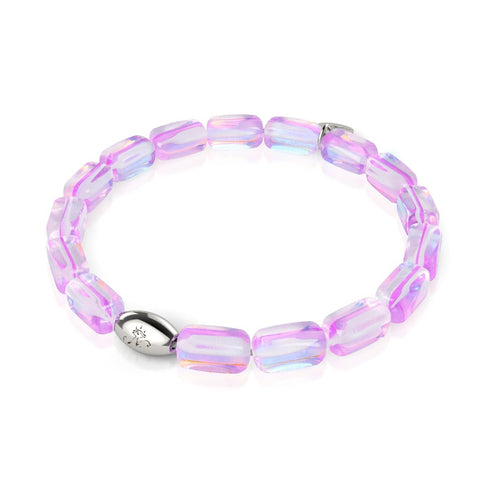 Lila Mondaufgang | 925 Sterling Silber | Galaxie Glaskiesel Armband 