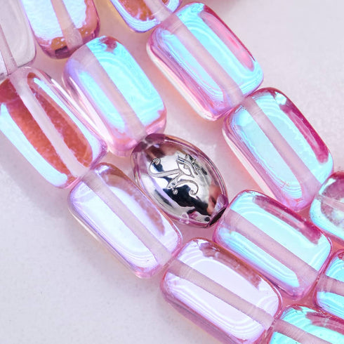 Lila Mondaufgang | 925 Sterling Silber | Galaxie Glaskiesel Armband 