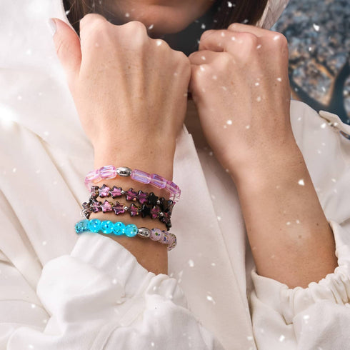 Lila Mondaufgang | 925 Sterling Silber | Galaxie Glaskiesel Armband 