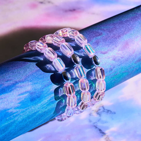 Lila Mondaufgang | 925 Sterling Silber | Galaxie Glaskiesel Armband 
