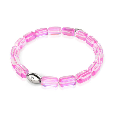 Rosa Nebel | 925 Sterling Silber | Galaxie Glaskiesel Armband 