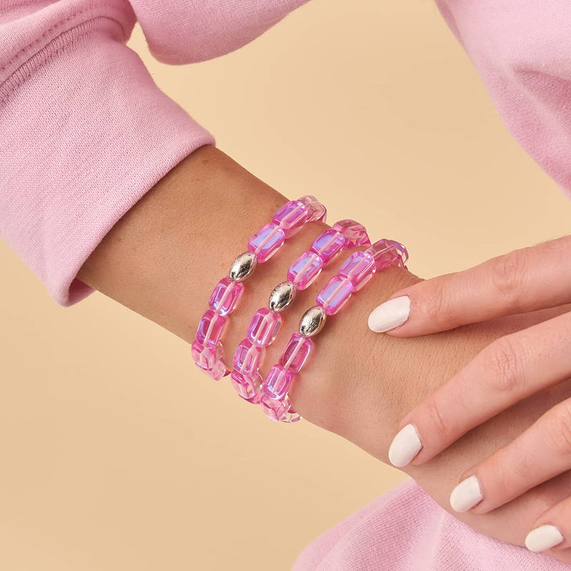 Rosa Nebel | 925 Sterling Silber | Galaxie Glaskiesel Armband 