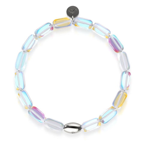 Regenbogen-Supernova | 925er Sterlingsilber | Galaxie-Glaskieselarmband 