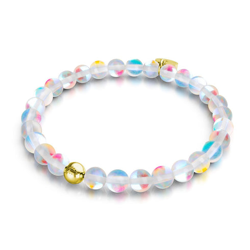 Regenbogen-Supernova | Gold Vermeil | Galaxie-Glasperlenarmband 