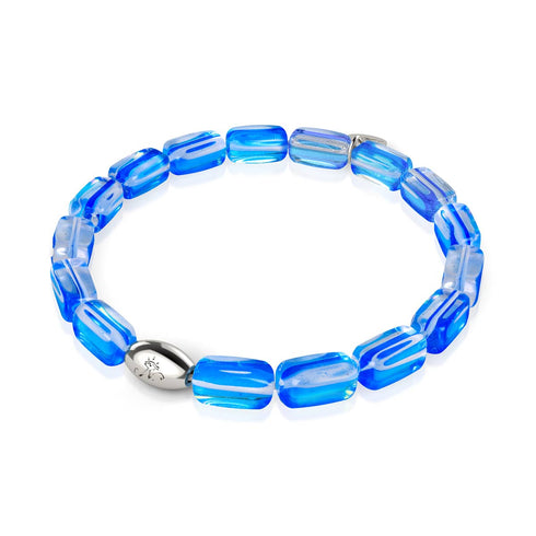 Saphir-Supernova | 925er Sterlingsilber | Galaxie-Glaskieselarmband 