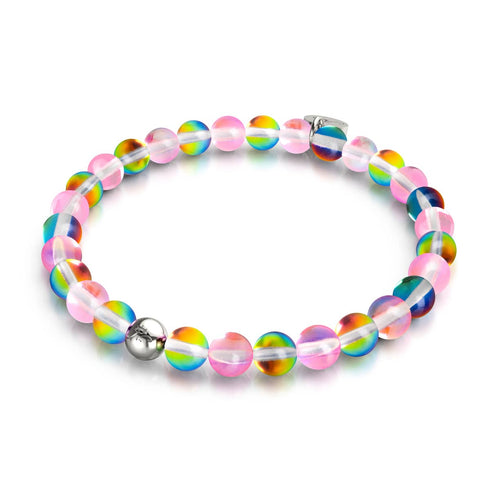 Erdbeere Borealis | Silber | Galaxie Glasperlenarmband