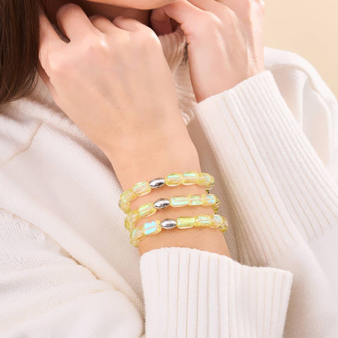 Sonnenstrahl | 925 Sterling Silber | Galaxie Glaskiesel Armband 
