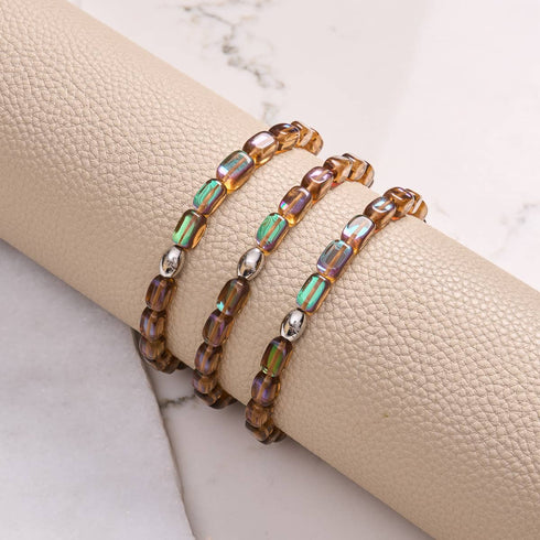 Terra | 925 Sterling Silber | Galaxie Glaskiesel Armband 