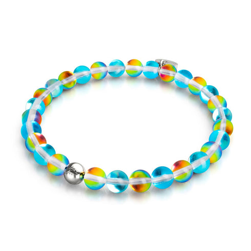 Türkisfarbener Sonnenstrahl | Silber | Galaxie Glasperlenarmband