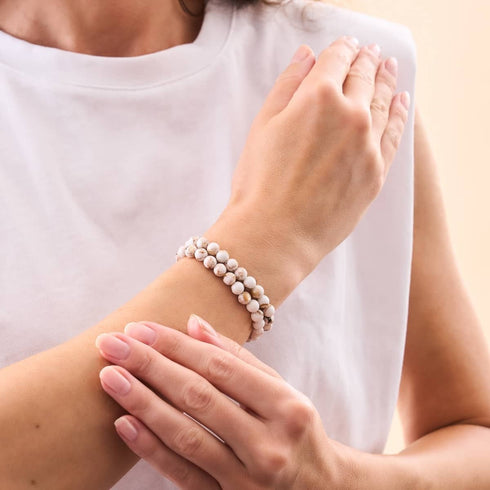 Weiß | Silber | Vergoldetes Türkis-Edelstein-Wrap