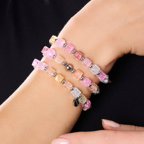 Regenbogenfreude | Glitzerglas | Zuckerwürfel-Armband 