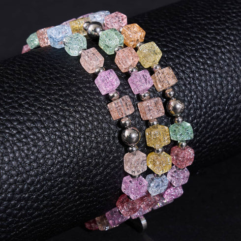 Regenbogenfreude | Glitzerglas | Zuckerwürfel-Armband 
