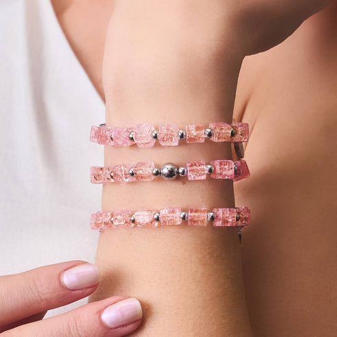Erdbeer-Slush | Glitzerglas | Zuckerwürfel-Armband 