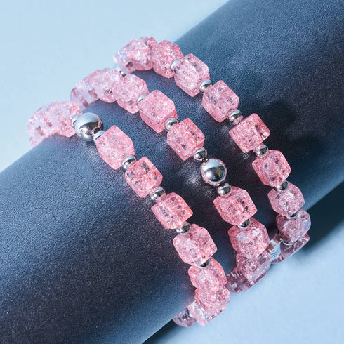 Erdbeer-Slush | Glitzerglas | Zuckerwürfel-Armband 