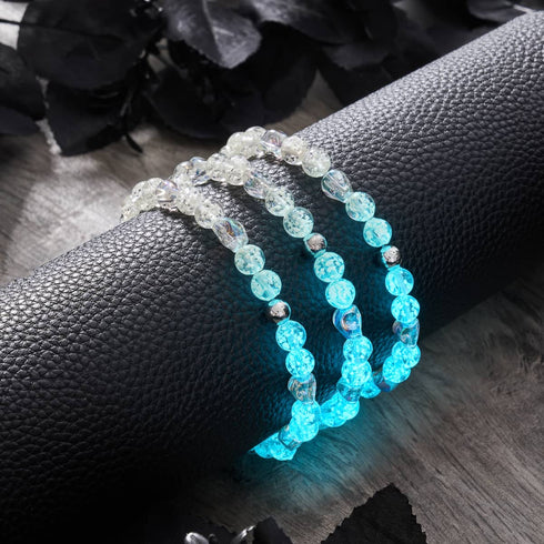 Geisterhafte Aura | 925er Sterlingsilber | Glühwürmchen-Glas-Totenkopf-Armband 