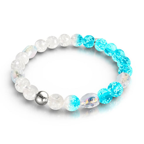 Geisterhafte Aura | 925er Sterlingsilber | Glühwürmchen-Glas-Totenkopf-Armband 