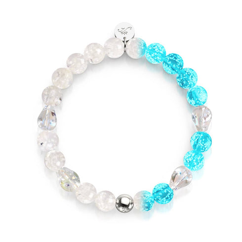 Geisterhafte Aura | 925er Sterlingsilber | Glühwürmchen-Glas-Totenkopf-Armband 