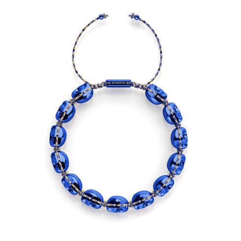 Mitternachts-Fata Morgana | Kobaltblaue Totenköpfe x Blaues GloWeave | Makramee-Armband 