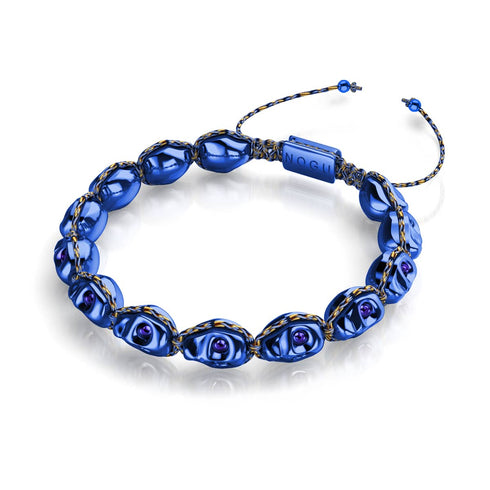 Mitternachts-Fata Morgana | Kobaltblaue Totenköpfe x Blaues GloWeave | Makramee-Armband 